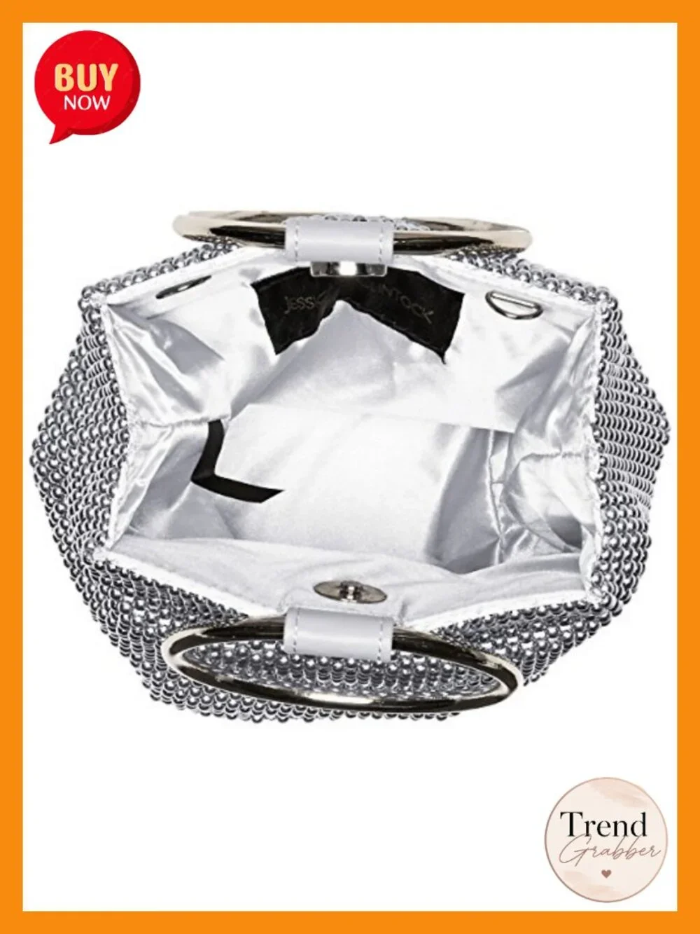 Mesh Ring Wristlet Clutch with Removable Chain Shoulder Strap